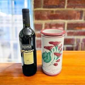 Vtg ROBERT FISHMAN
POTTERY Rhode Island Vase Wine Jacket Calla Lily Signed